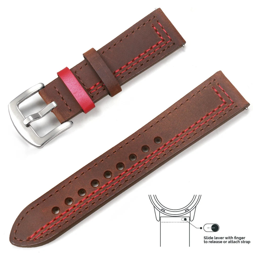 Vintage Genuine Leather Watch Strap 20/22mm