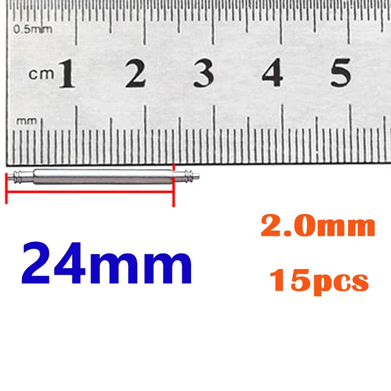 Stainless Steel Spring Bar Pins for Watch Bands (16–24mm, 2mm)
