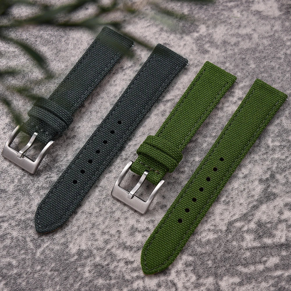 Sailcloth Leather Watch Strap – 18-22mm Quick Release