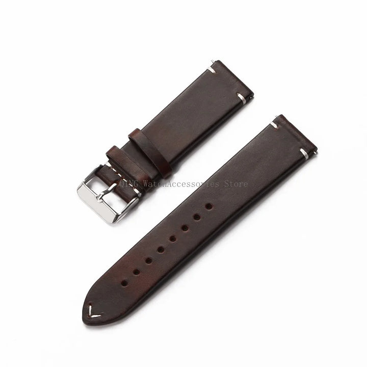 Title: Vintage Oil Wax Leather Watch Band 18–22mm (Quick Release, Unisex)