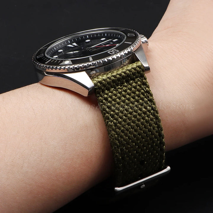 Nylon Cotton Watch Strap for Army Military Wristband 20mm 22mm for Seiko for Omega Weave Quick Release Bracelet Replacement Band