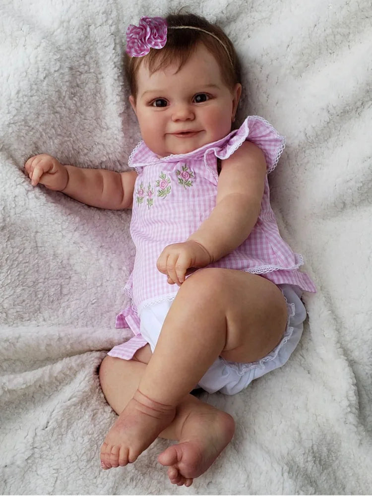 20″ Maddie Realistic Reborn Baby Doll – Vinyl or Cloth Body, Blue Eyes, Rooted Hair