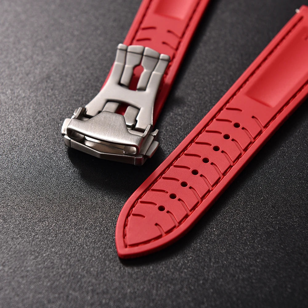 NATOBELT New Design FKM Rubber Watch Strap 20mm 22mm Folding Pin Buckle Quick Release For Omega X Swatch MoonSwatch Seiko