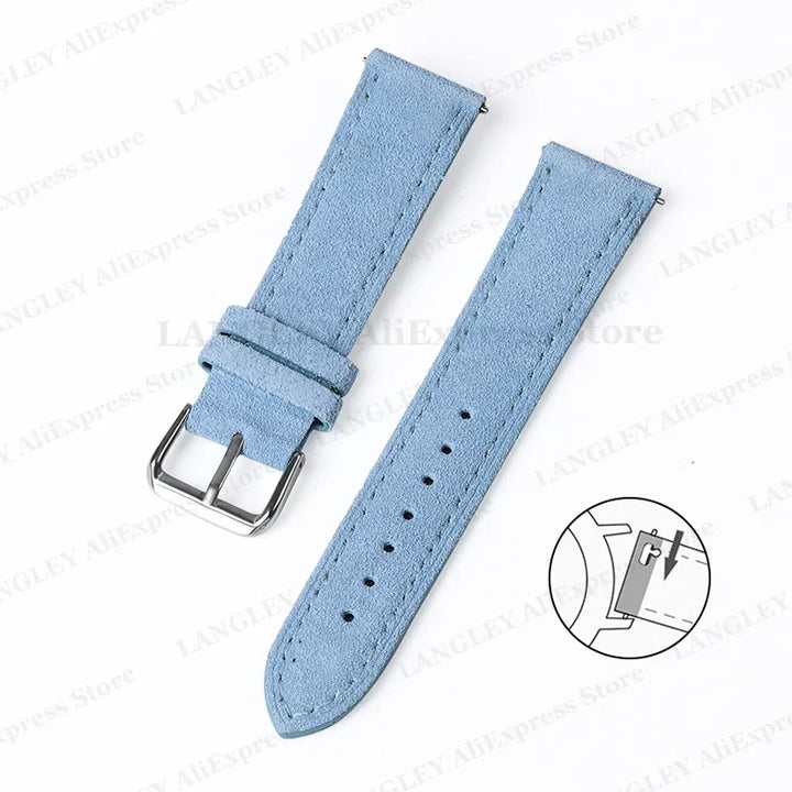 Vintage Suede Leather Watch Strap – 18/20/22mm, Quick Release