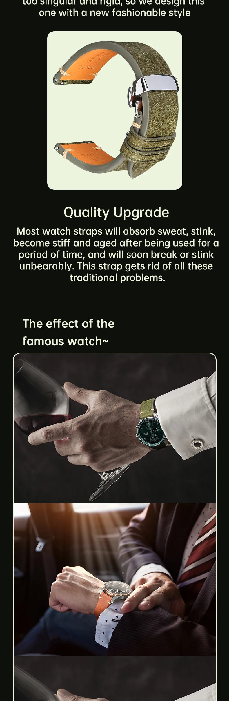 Luxury Quick Release Watchband Accessories For OMEGA Breitling Oris Bracelet Handmade Italian Pueblo Cow Leather Watch Strap