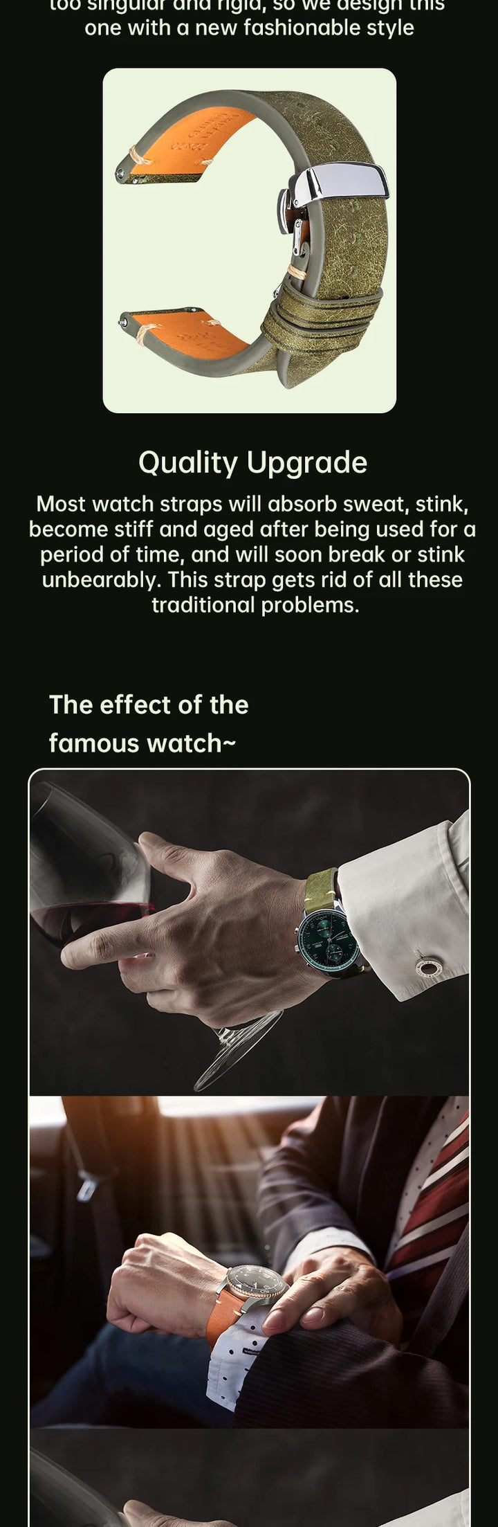 Luxury Quick Release Watchband Accessories For OMEGA Breitling Oris Bracelet Handmade Italian Pueblo Cow Leather Watch Strap