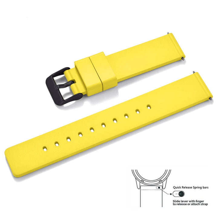 Premium Grade Flat Smooth FKM Rubber Watch Strap 16mm 18mm 20mm 22mm 24mm Soft Quick Release Rubber Watch Bands