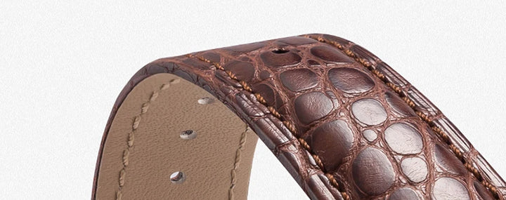 Crocodile Skin Genuine Leather Watch Band with Needle & Butterfly Buckle for