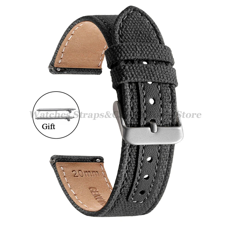 Canvas Band Leather Watchband 20mm for Army Military Quick Release Universal Replacement for Omega Sport Nylon Men Watch Straps
