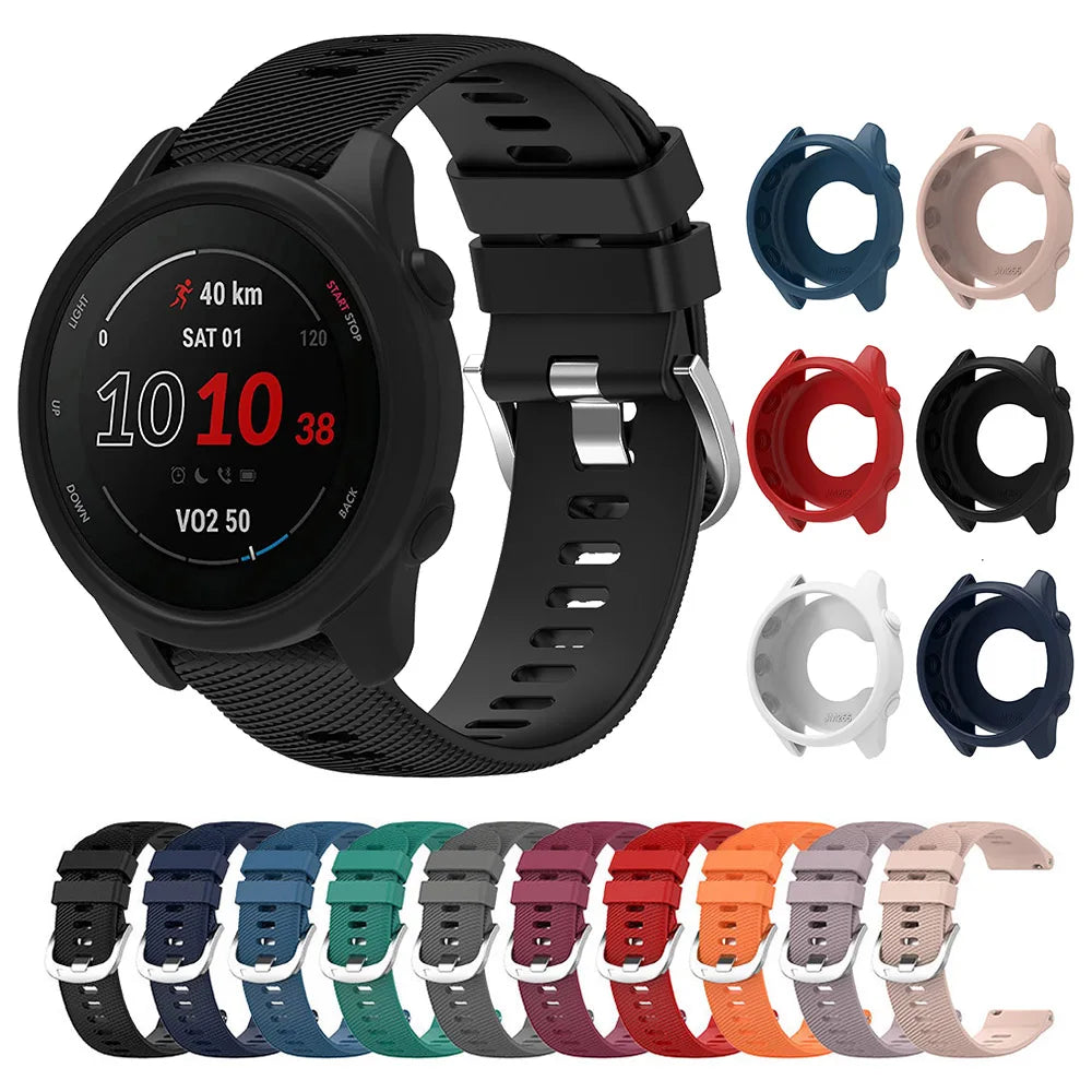 Silicone Strap with Protective Case for Garmin Forerunner 255/265