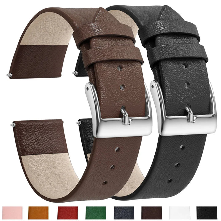 Minimalist Leather Watch Strap 12–22mm