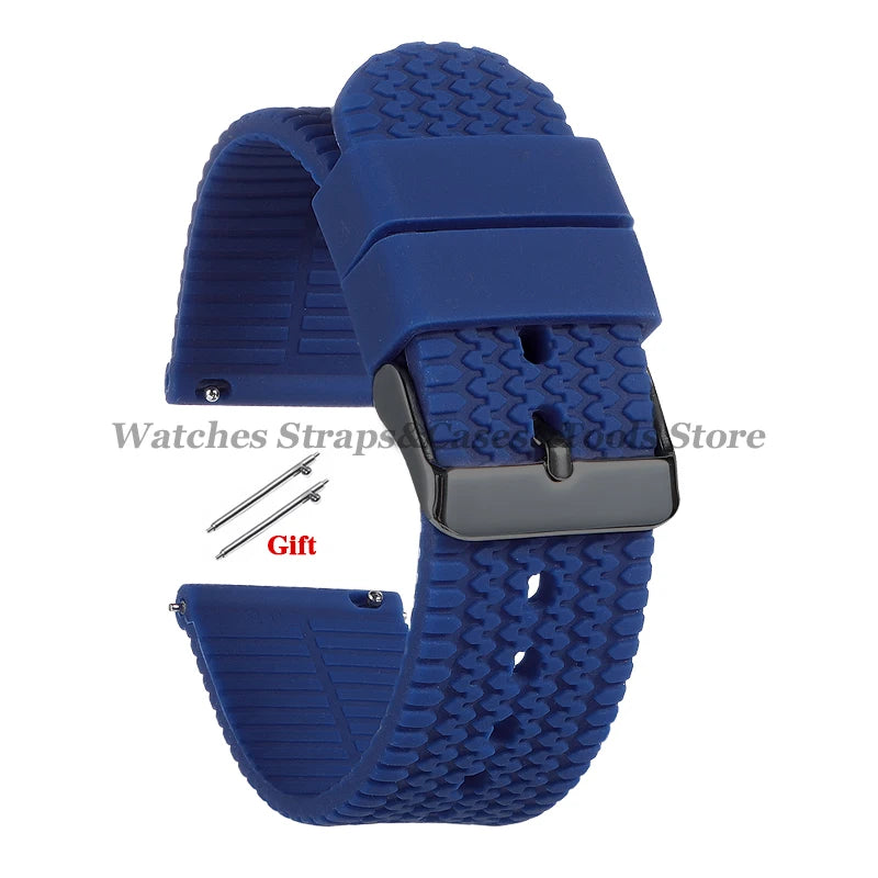 Soft Silicone Rubber Watch Band 18–24mm for Omega & Huawei (Quick