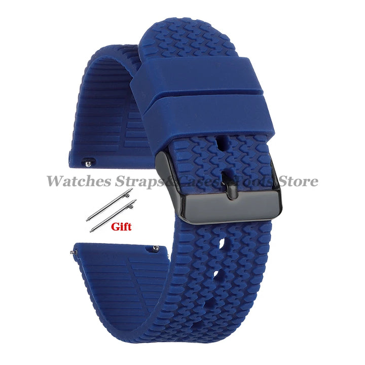 Soft Silicone Rubber Watch Band 18–24mm for Omega & Huawei (Quick
