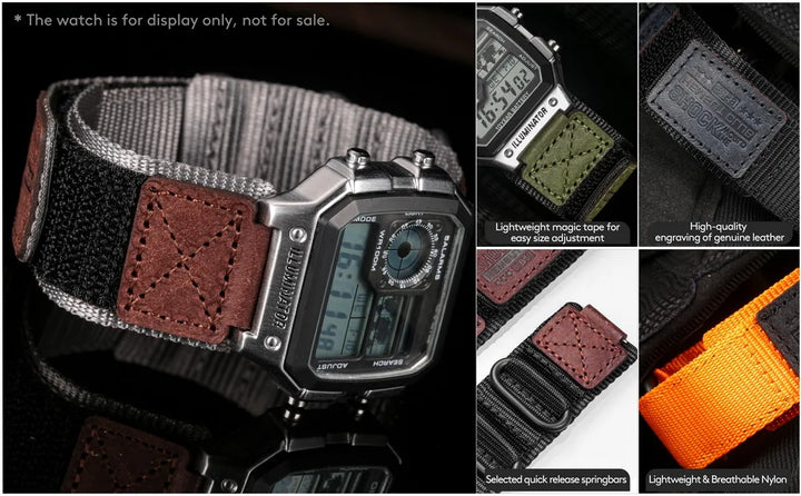 HEMSUT For Casio Watch Band Nylon Leather 18mm Sports Replace Straps Compotible With Gshock AE1200 /1300/W-218H