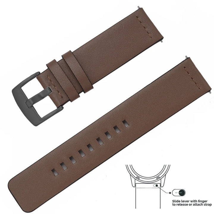 Genuine Leather Quick Release Watch Band 20–22mm for Huawei & Samsung Galaxy 45/46mm