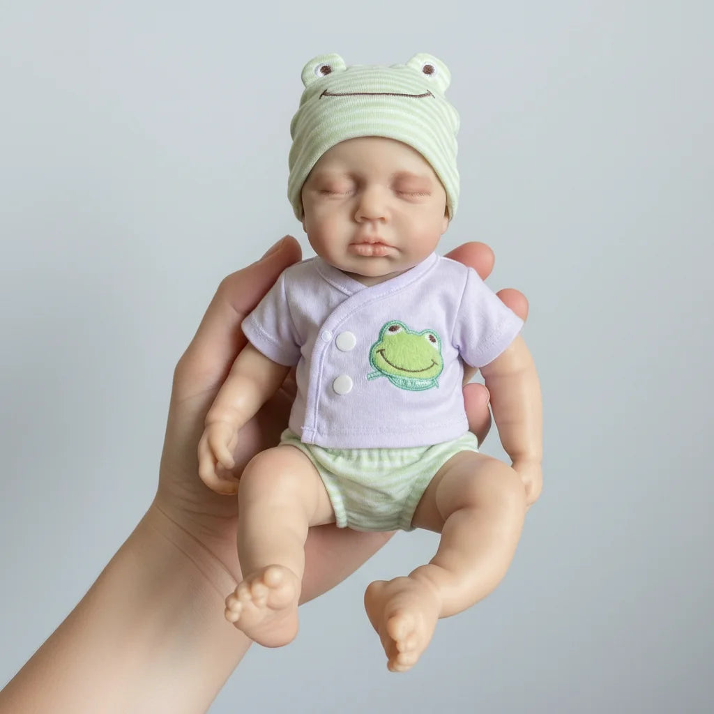 NPK 12inch Lifelike Reborn Doll Loulou Awake Super Soft Solid Platinum Silicone Flexible Elastic Mouth Can Open