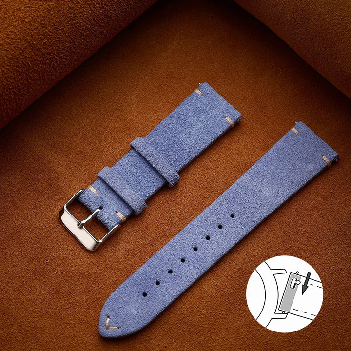 Quick Release Soft Suede Leather Watch Strap (14–22mm)
