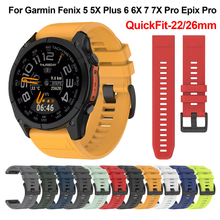 22mm 26mm Silicone WatchBand Strap For Garmin Fenix 5 5X Plus 7 7X 6X 6 Pro Epix Gen2 Enduro 2 Fenix 8 47 51mm Bracele QuickFit