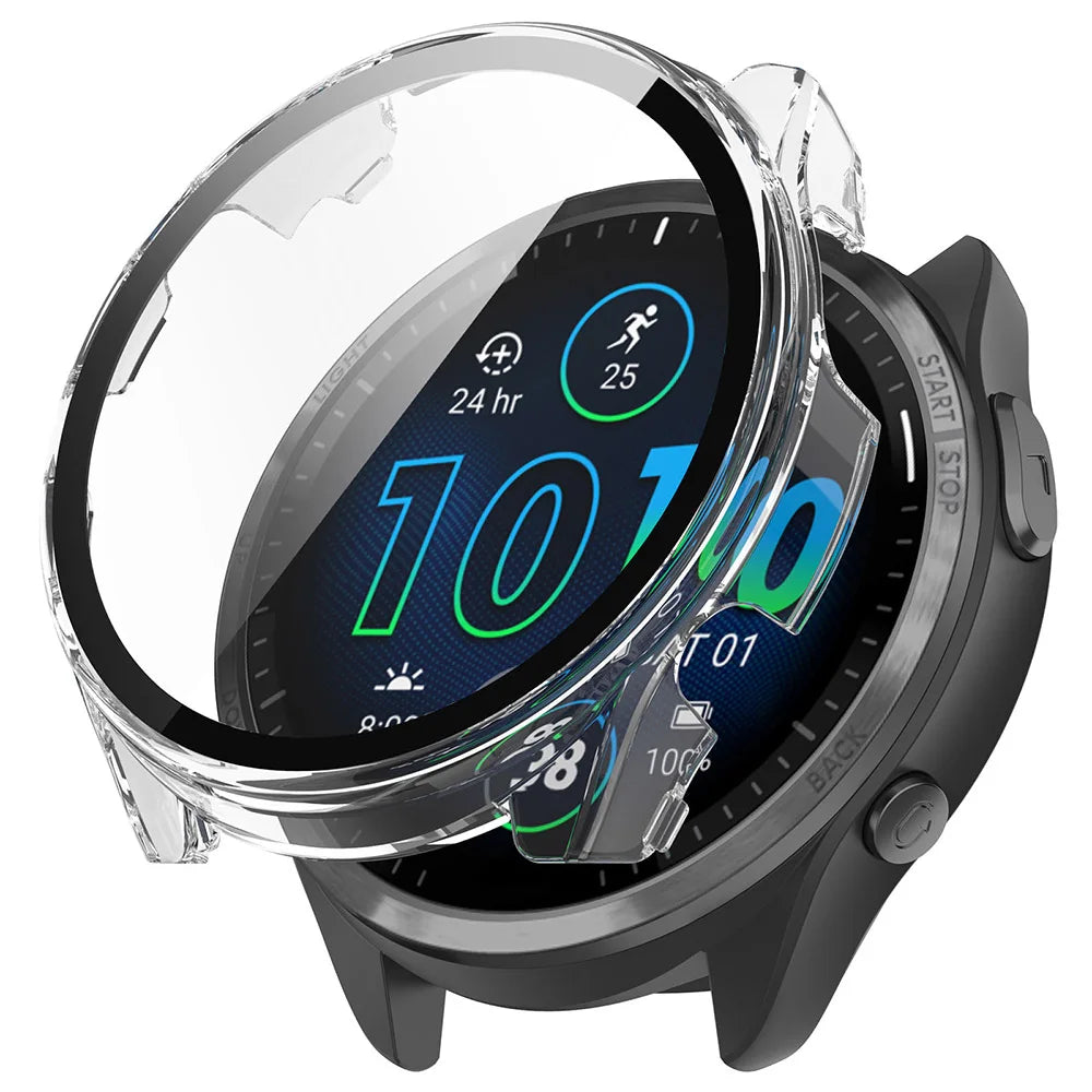 PC & Tempered Glass Protective Case for Garmin Forerunner 255/255S/965