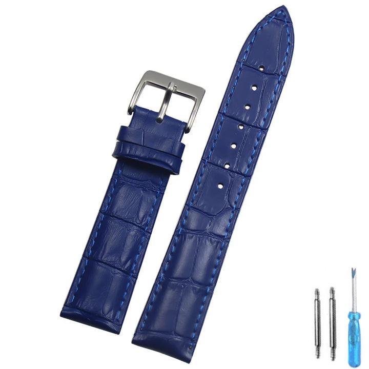 Genuine Leather Watch Strap – 14–24mm with Steel Buckle & Tool
