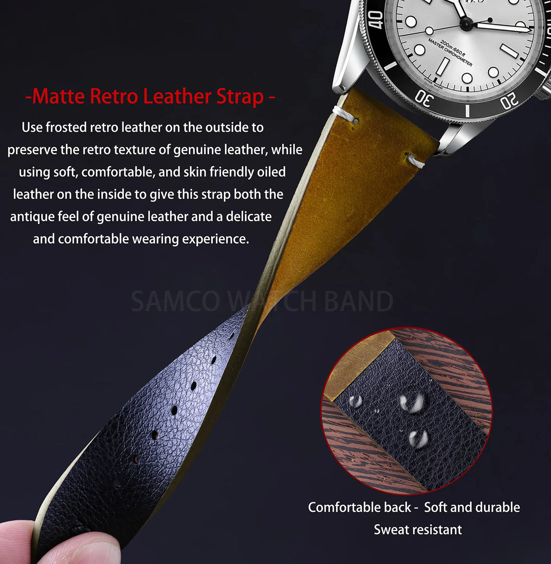 Vintage Top-Grain Leather Watch Strap (18–24mm)