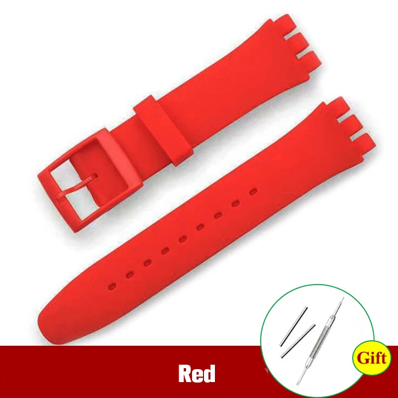 Soft Silicone Colorful Watch Strap for Swatch – 16-20mm with Tool