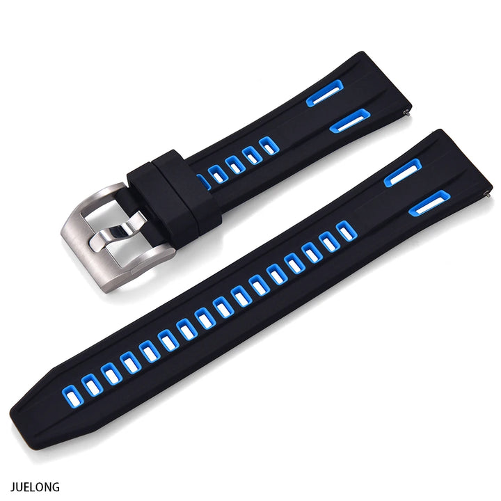 JUELONG Dual Color High-Density Silicone Watch Strap 20/22mm Quick Release