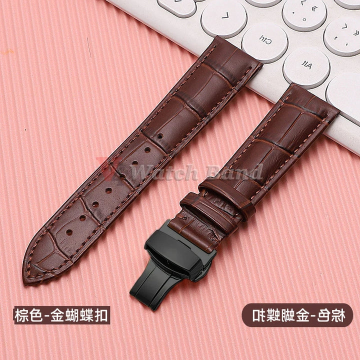 Quick Release Leather Watchband for Omega Business Watch Band for Seiko Butterfly 24mm 22mm 20mm 18mm Buckle Black Brown Strap