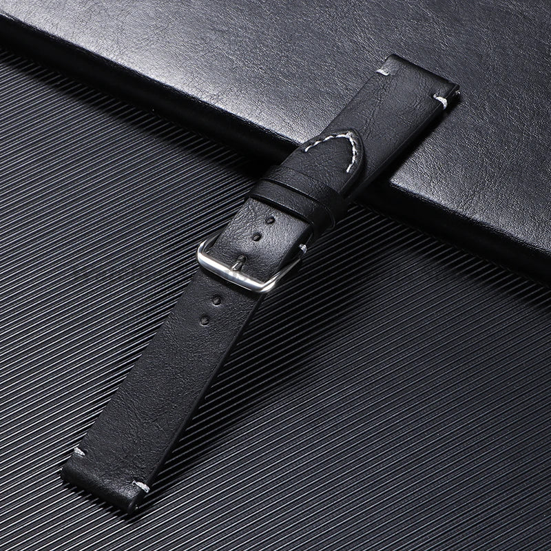 Vintage Leather Watch Strap – 18–24mm, Soft Quick-Release for Omega & Huawei GT4