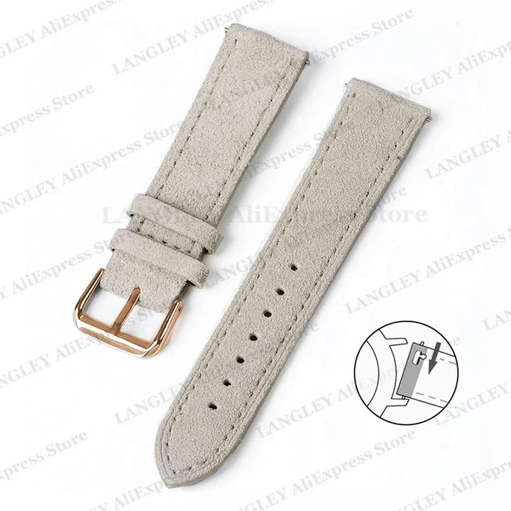 Vintage Suede Leather Watch Strap – 18/20/22mm, Quick Release