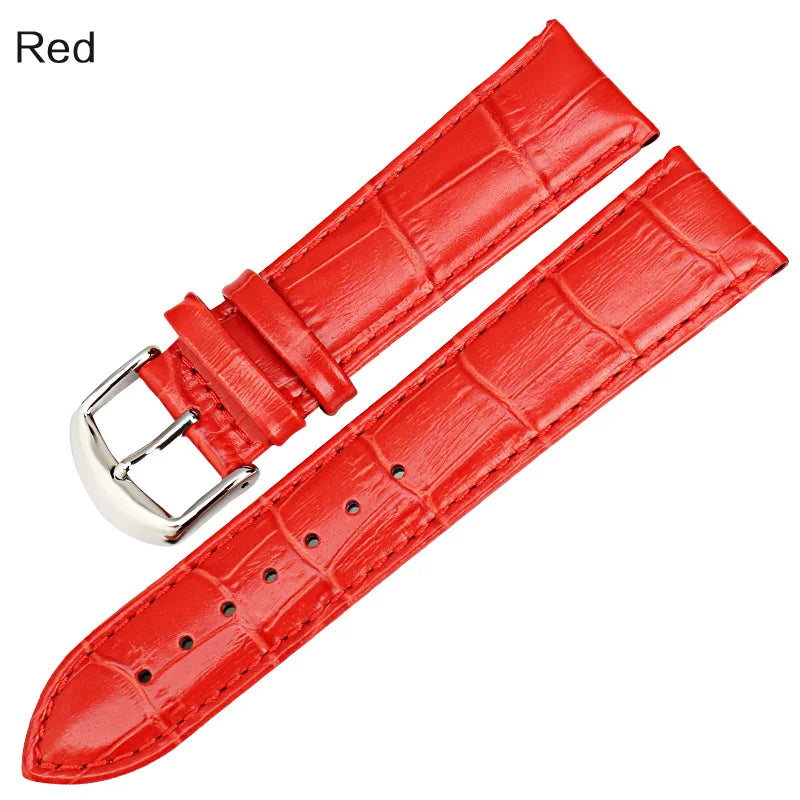 MAIKES High Quality Genuine Leather Watch Strap White Red 12mm-22mm Watch band For Casio Watches Bracelet Women Watchbands