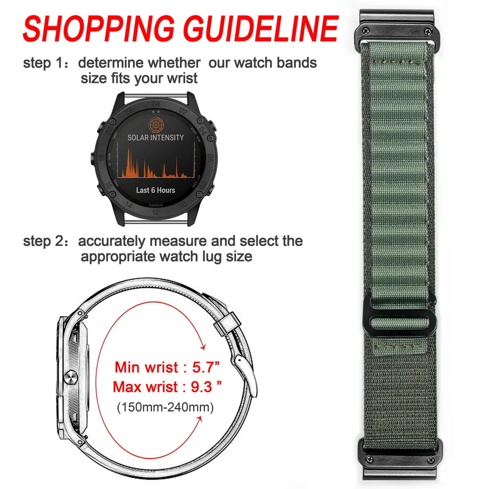 HEMSUT Nylon QuickFit Sports Strap for Garmin Fenix & Forerunner (20-26mm)