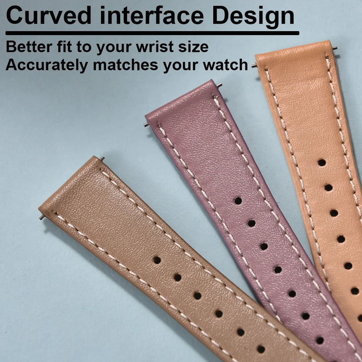 Ultra-Thin Quick Release Leather Watch Strap (20-22mm)