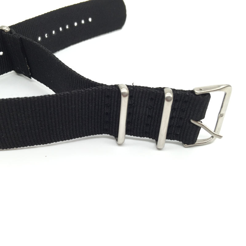 Black Woven Nylon Watch Strap 16–24mm Military Style