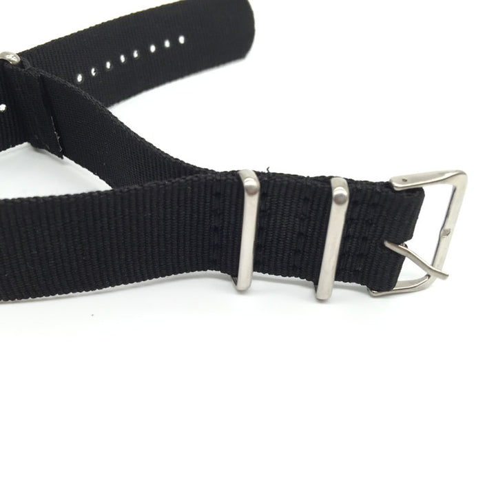 Black Woven Nylon Watch Strap 16–24mm Military Style
