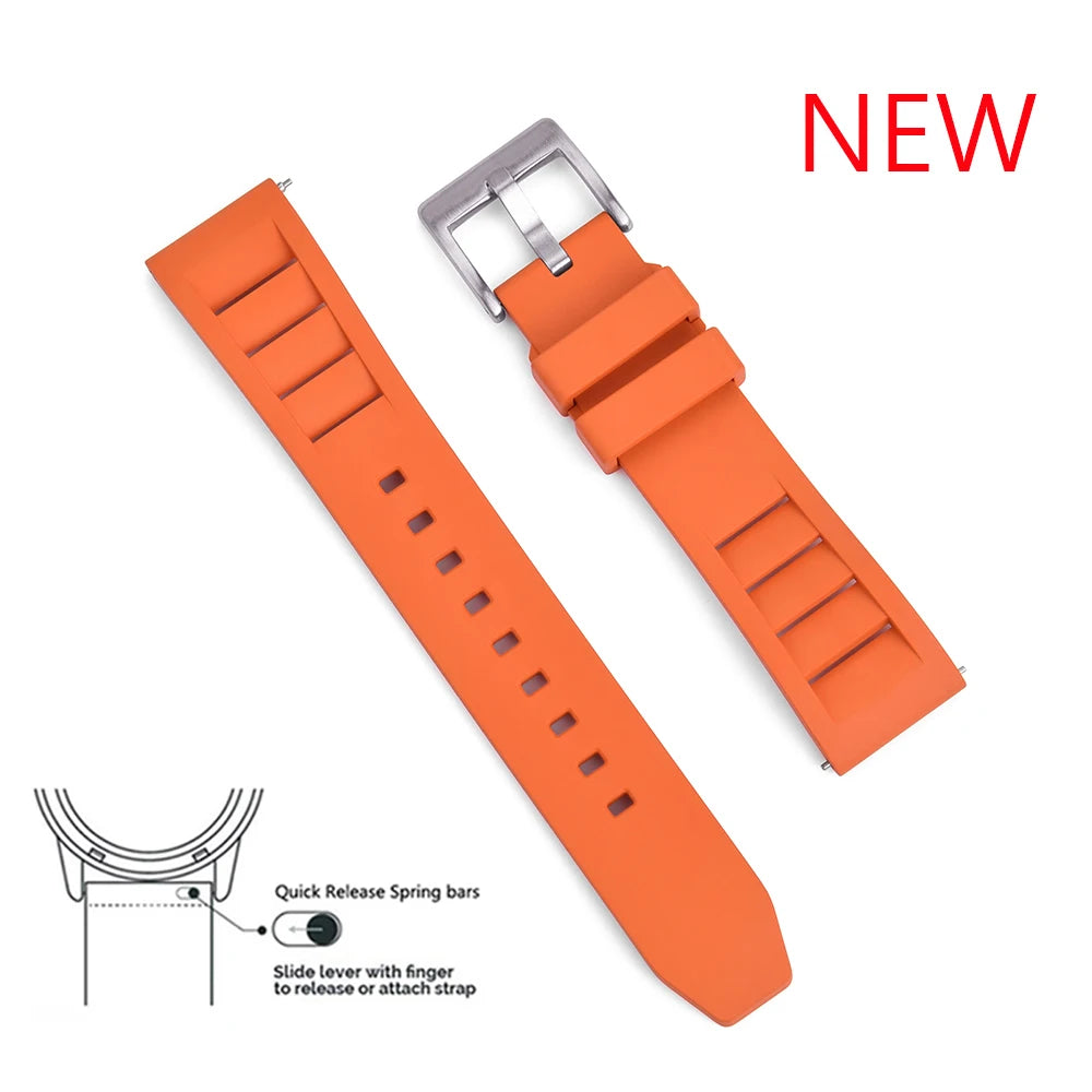 Premium Grade Fluoro Rubber Watch Strap 20mm 22mm For New FKM Watch Bands Diving Bracelet Quick Release Wrist Belt Accessories