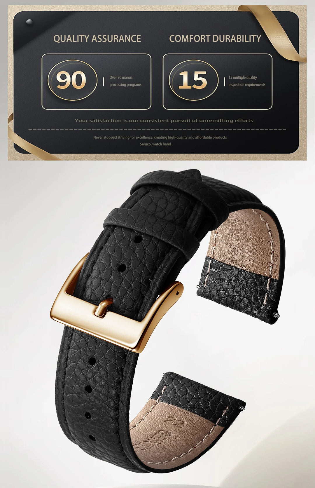 SAMCO Leather Watch Band 12–24mm (With Tool)