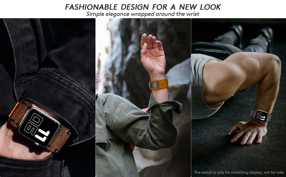 HEMSUT For Apple Ultra Watch Band 49mm Leather Fashions Retro Wrist Straps Compatibility ultra2 Iwatch SE 40 41 42 44mm