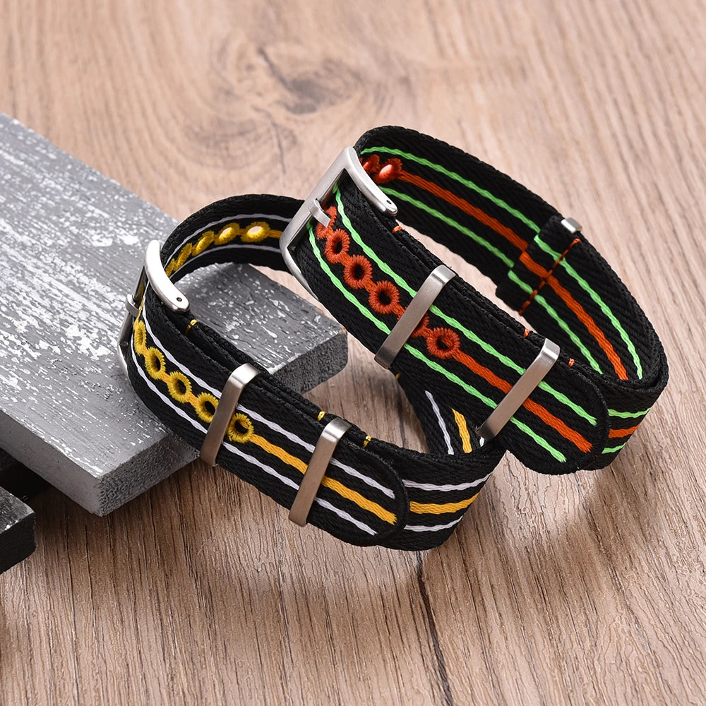 NATOBEL Embroidery Recycled Nylon Sailcloth Strap 20mm 22mm Luminous Recycled Nylon Watchband For Scuba Fifty Series Watches