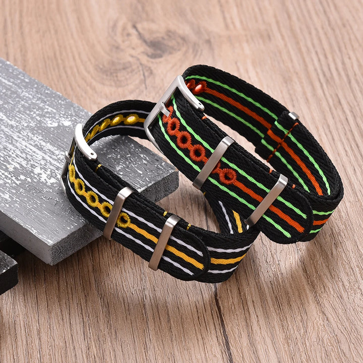 NATOBEL Embroidery Recycled Nylon Sailcloth Strap 20mm 22mm Luminous Recycled Nylon Watchband For Scuba Fifty Series Watches
