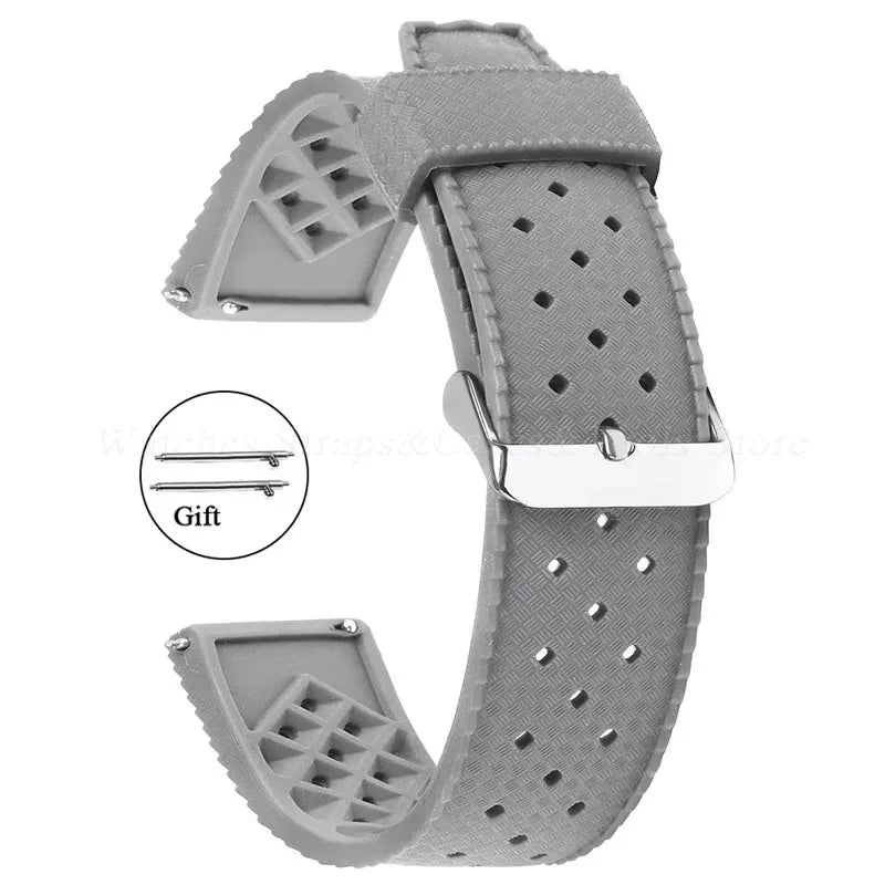 Premium Grade Tropic Silicone Watch Strap 20mm 22mm For Seiko For Oris For Omega Quick Release Diving Waterproof Rubber Bracelet