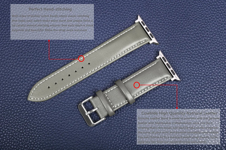 Genuine Leather Apple Watch Band 40–49mm for iWatch Series 3–8 & Ultra