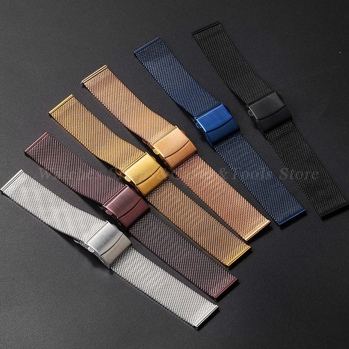 General Use Quick Release Watchband Stainless Steel Band 0.6mm Milanese Strap 12/14/16/18mm 20mm 22mm 24mm for Omega for DW Belt