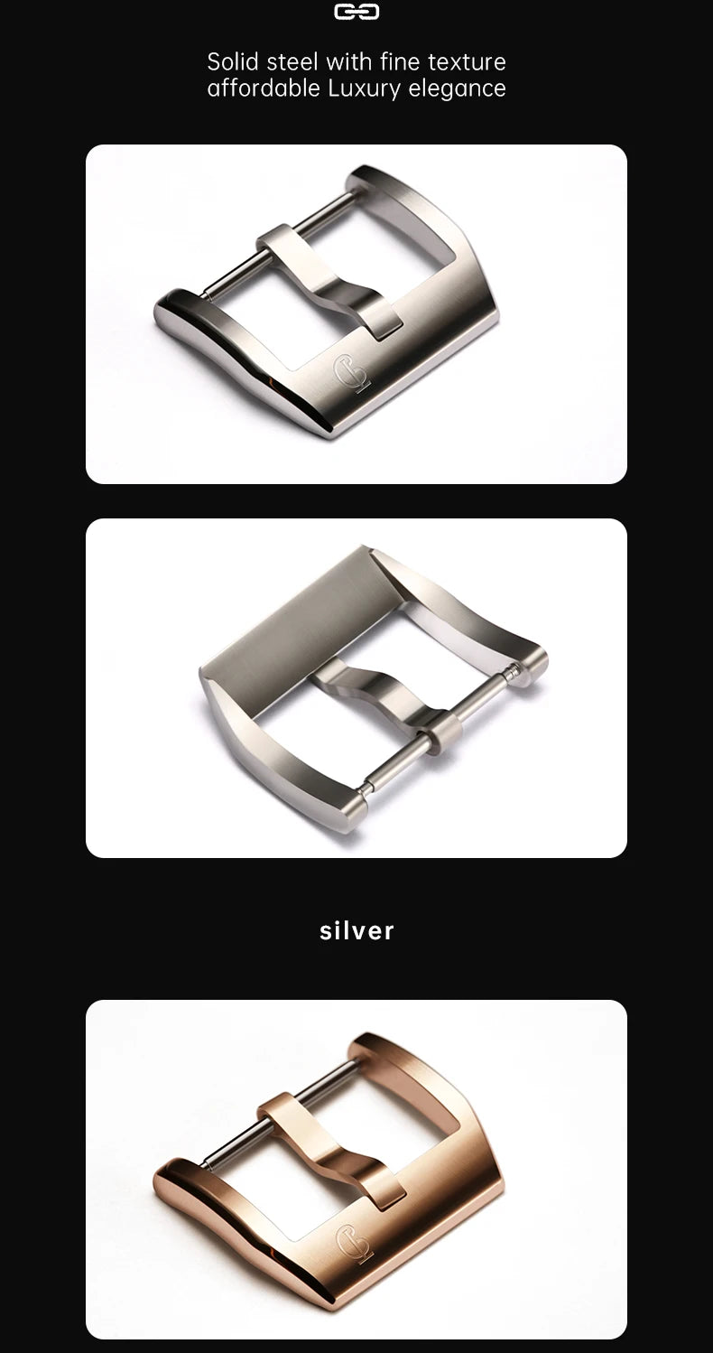316L Stainless Steel Watch Buckle 18–20mm Silver/Black/Rose Gold – MAIKES