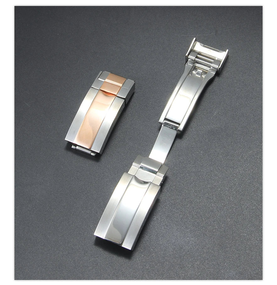 Rolex Daytona Stainless Steel Folding Buckle – Black & Rose Gold, 9×9 /