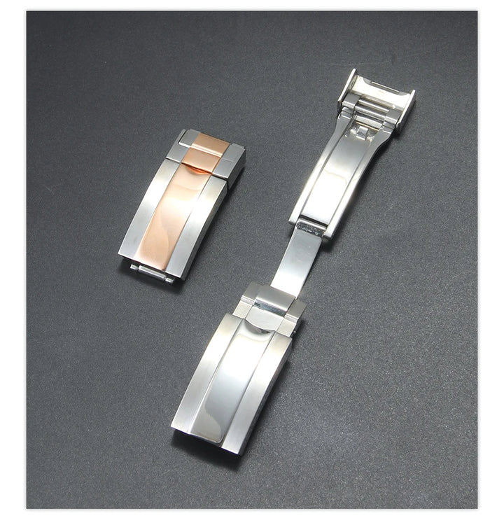 Rolex Daytona Stainless Steel Folding Buckle – Black & Rose Gold, 9×9 /