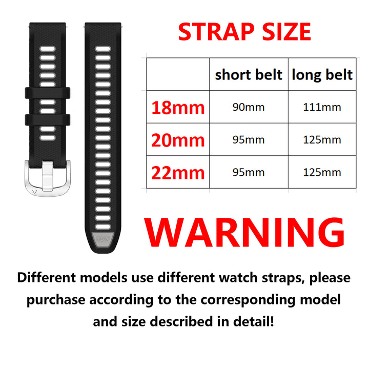 Silicone Sports Strap for Garmin Forerunner, Venu & Vivoactive (18-22mm)