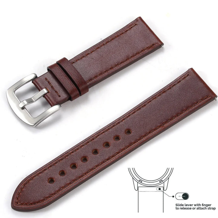 op Grain Genuine Leather Watch Band 20mm 22mm (Quick Release)
