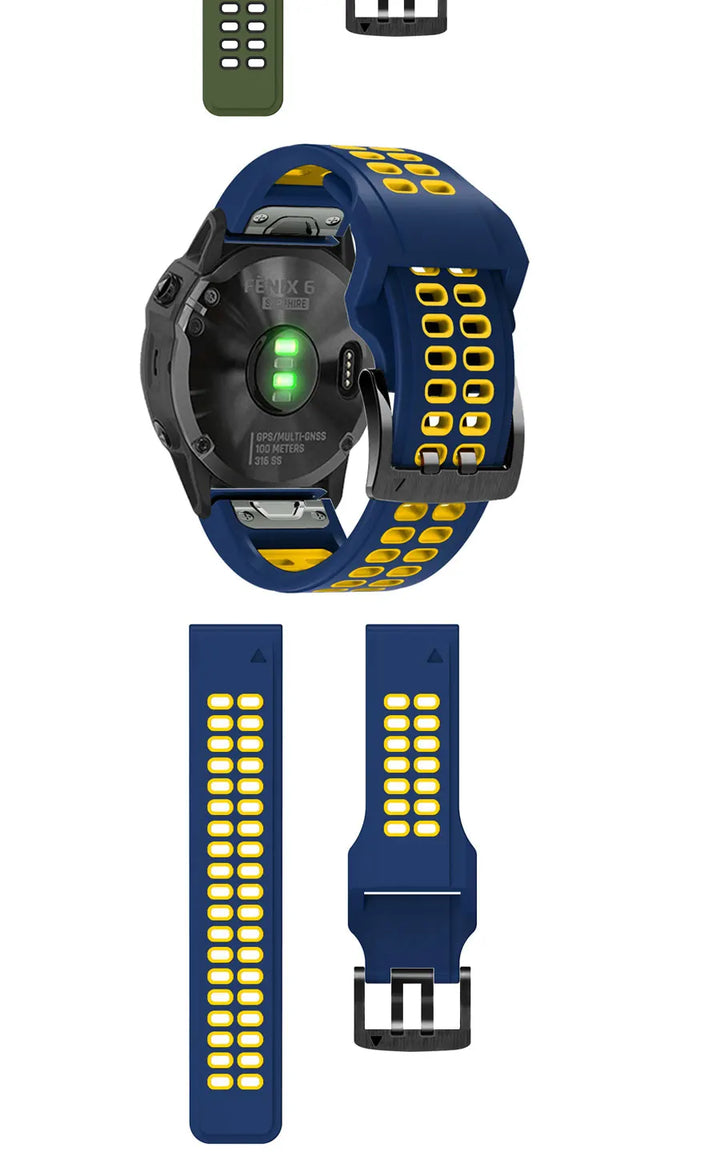 Quick-Release Silicone Strap for Garmin Fenix & Forerunner (22-26mm)