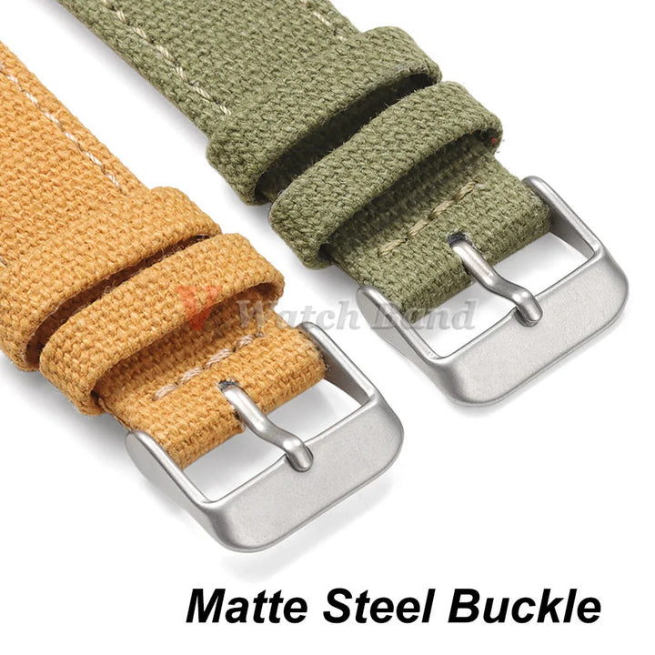 Genuine Leather & Nylon Watch Band 20–22mm (Quick Release, Vintage Weave)